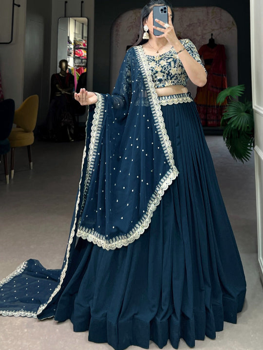 ES Georgette Lehenga Choli and an Intricately Embroidered Banglory Blouse