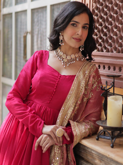 ES Shimmer Vichitra  Gown with Rich Sequins Embroidered work