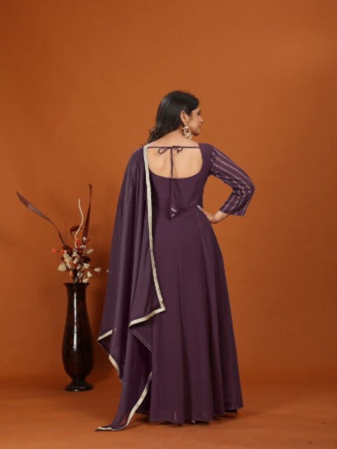 MV Premium Fox Georgette With Heavy Embroidery Work Gown & Dupatta