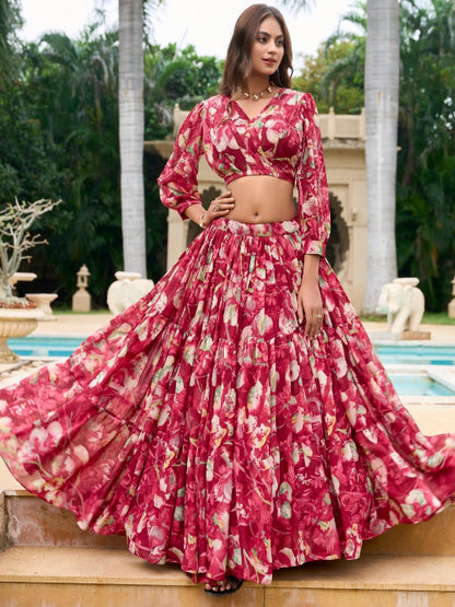 ES Georgette Chex floral print Lehenga-Choli