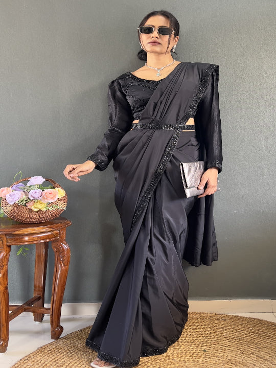 ES Elegant Natural Readymade Silk sarees & Blouse with Hand Work