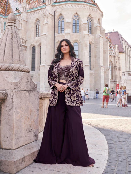 ES Trending Premium Silk Embroidered Work Plazzo Salwar Suit for Women