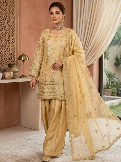 Women’s JMC Silk Thread & Sequence Embroidered Kurta Palazzo Set with Dupatta-RE