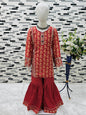 ES Elegant Heavy Chinon Top, Sharara, and Dupatta Set with Sequin Work for girls