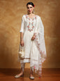 KF Floral Motif Thread Embroidered Yoke Kurta with Trouser & Dupatta