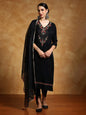 KF Floral Motif Thread Embroidered Yoke Kurta with Trouser & Dupatta