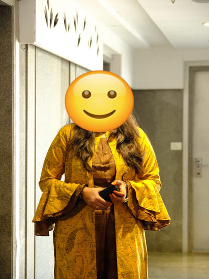 MV Women Floral Print Crop Top with Palazzo & Jacket Co-Ord Set -M-2XL