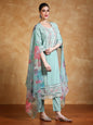 KF Thread Embroidered Kurta With Trouser & Floral Printed Dupatta