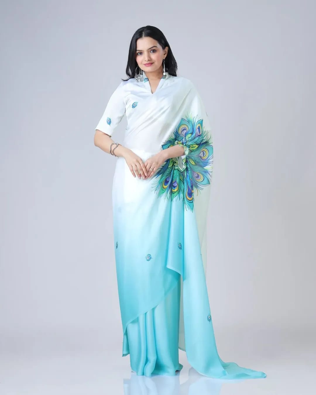 ES Designer Premium Satin Silk Ready To Wear Sarees - New Arrival