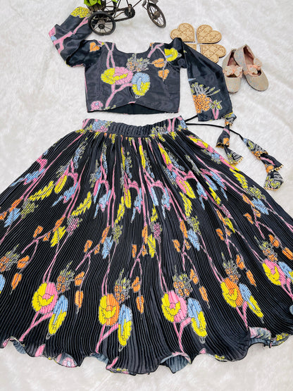 ES New Designer Kids Lehenga Choli Set Chino Silk– Ready to Wear Collection
