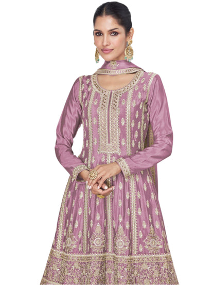 ES Women Premium Chinnon Silk  Top & Plazzo With Matching Dupatta
