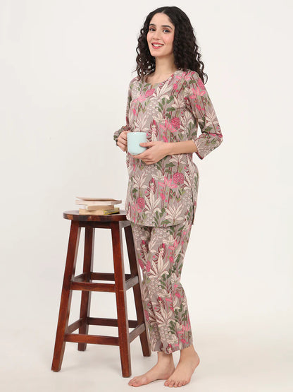 Divena Round & Collared Neck Cotton Night Suits with Payjama