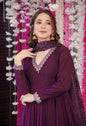 YNF Vichitra Silk Purple Anarkali with Plazzo & Chanderi Dupatta