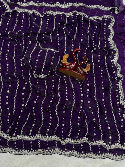 YNF Gorgeous Soft Space Silk Saree with Intricate Beads & Sequence Work