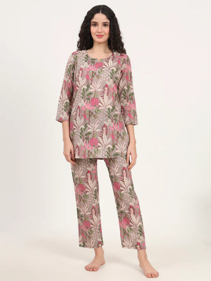 Divena Round & Collared Neck Cotton Night Suits with Payjama