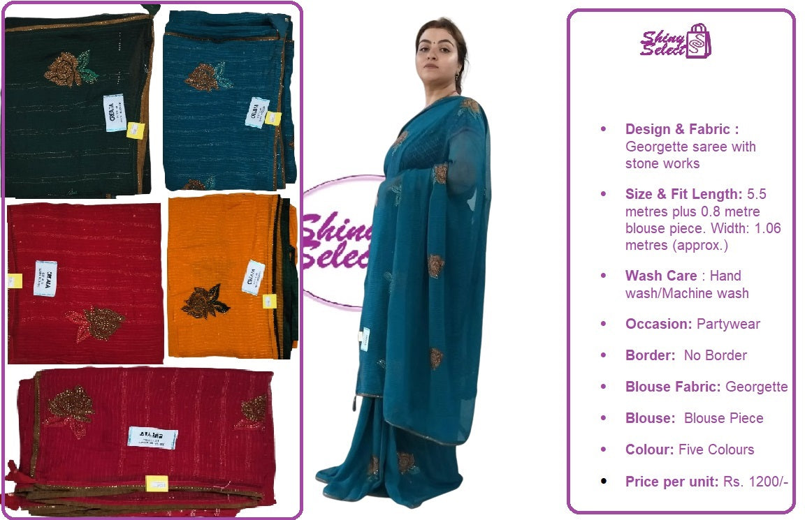 ShinySelect Soft & comfortable Georgette saree with blouse piece