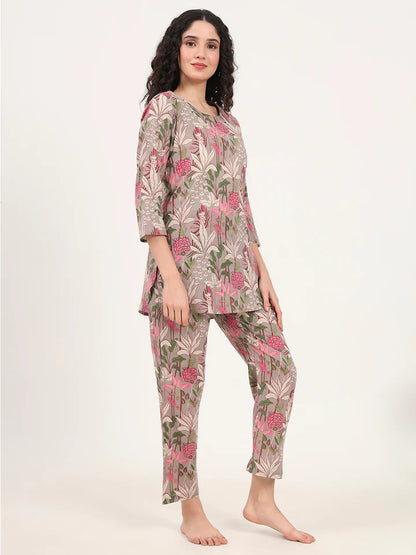 Divena Round & Collared Neck Cotton Night Suits with Payjama