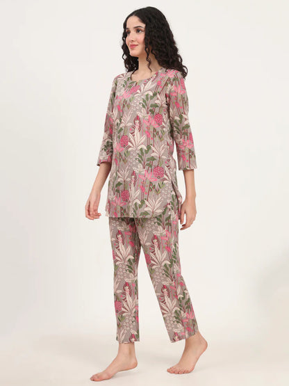 Divena Round & Collared Neck Cotton Night Suits with Payjama