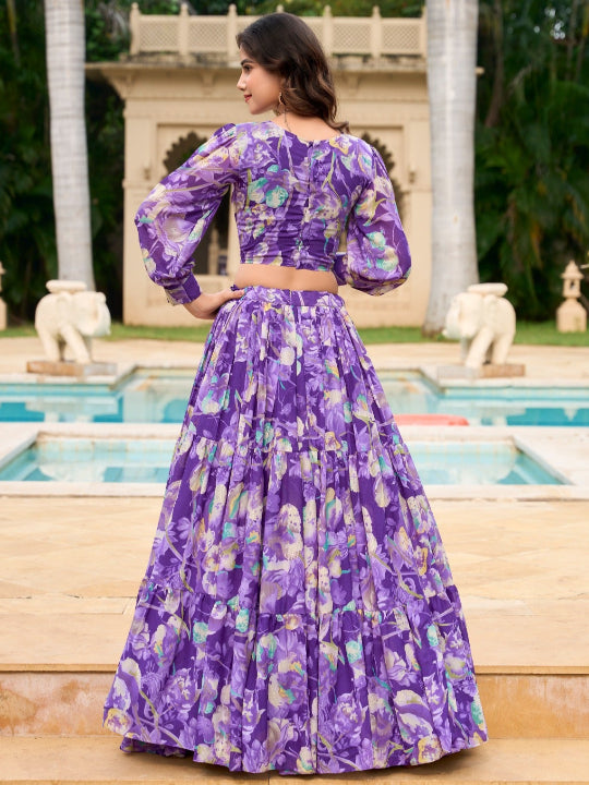 ES Georgette Chex floral print Lehenga-Choli