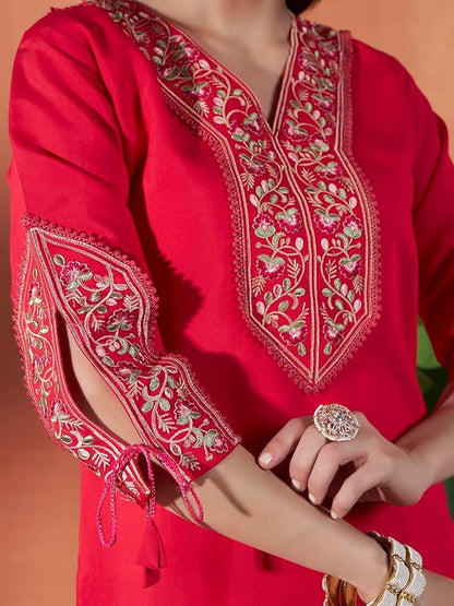 ICF Roman Viscose Embroidered Suit Set with Soft Mull Cotton Dupatta