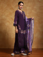 KF Floral Heavy Thread Embroidered Schffili Hem Kurta with Trouser & Dupatta