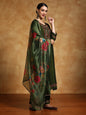 KF Women Floral Motif Thread Embroidered Yoke Kurta with Trouser & Dupatta