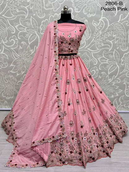 ES Beauteous Flower Pattern Chinon sequins and Fancy Lehenga Choli & Dupatta