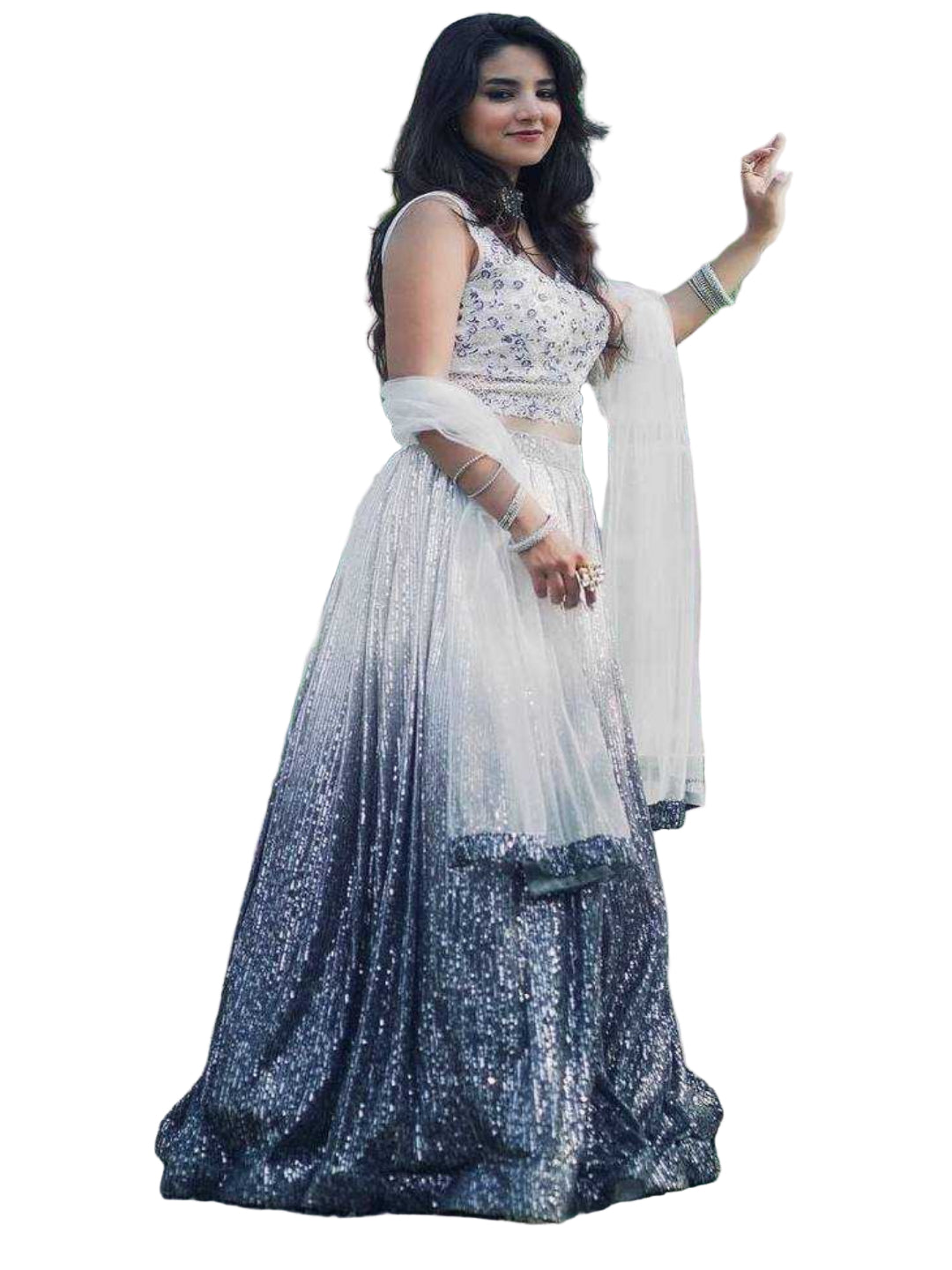 YNF Grand Shaded Georgette Silk Lehenga Choli with 3.25m Flair & Heavy Sequin Work