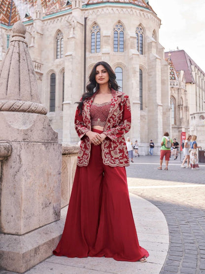 ES Trending Premium Silk Embroidered Work Plazzo Salwar Suit for Women