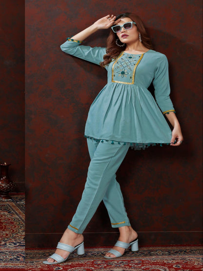 MV Elegant Maaza Cotton Handwork Cord-Set in Five Designs & Colors