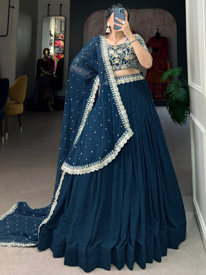 ES Georgette Lehenga Choli and an Intricately Embroidered Banglory Blouse