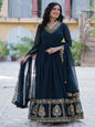 ES Luxury Designer Gown & Dupatta with Zari & Sequins Embroidery