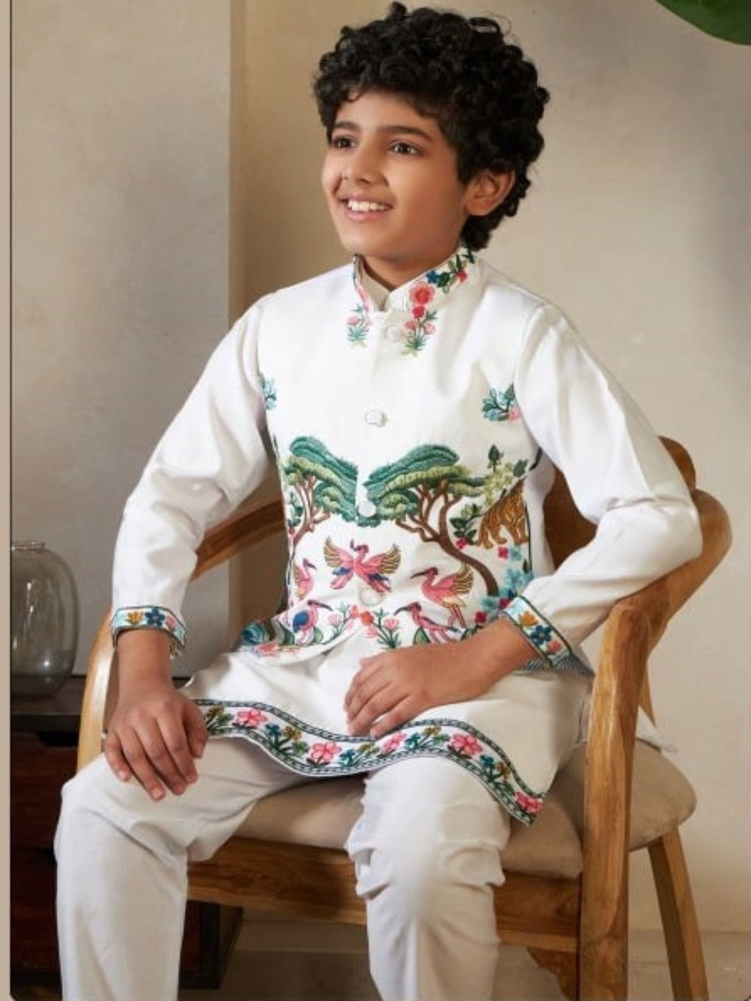 RE Royal Kids 3-Piece Koti, Kurta & Pant Set | Premium Viscose Silk Collection