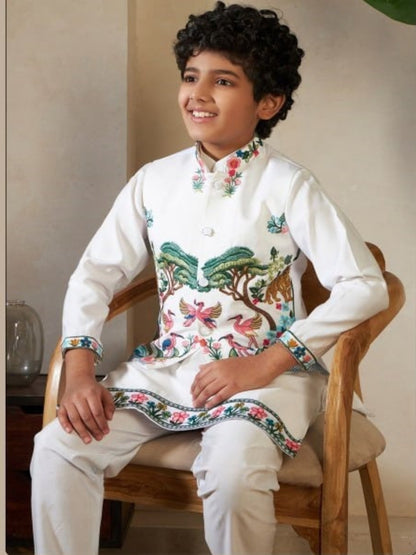 RE Royal Kids 3-Piece Koti, Kurta & Pant Set | Premium Viscose Silk Collection