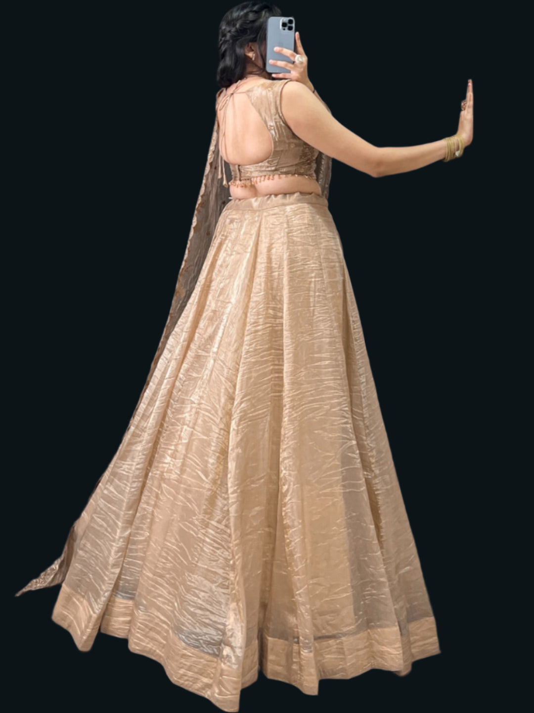 ES Gold Crush Wedding Lehenga, Blouse & Dupatta Set