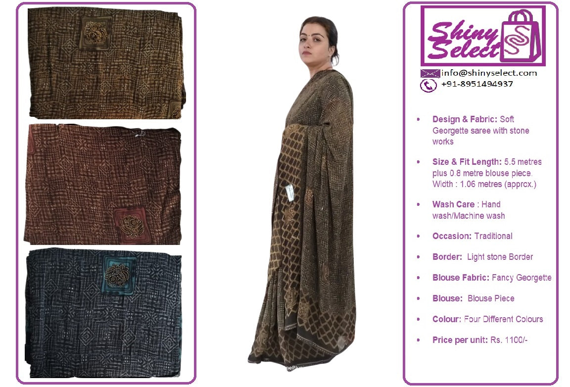 ShinySelect Soft & comfortable Georgette saree with light stone work