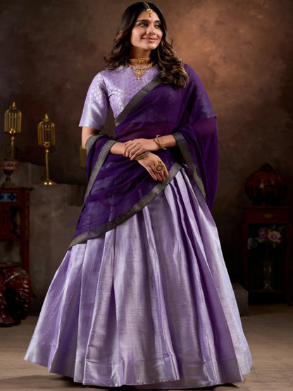 ES Elegant Jacquard Silk Lehenga Set with Weaving Work and Georgette Dupatta