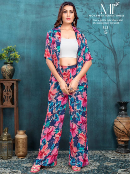 MV Designer & Stylish Viscose Maslin Cord-Set - Blue