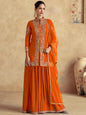 ES Top and Plazzo in Premium Chinon Silk (Free Size Stitch) & Dupatta in Premium Net