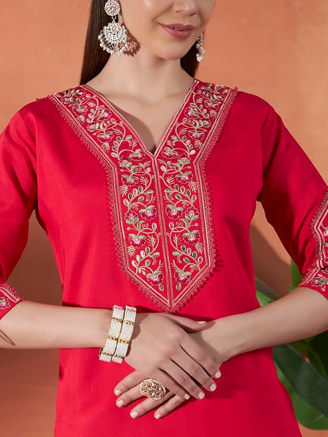 ICF Roman Viscose Embroidered Suit Set with Soft Mull Cotton Dupatta