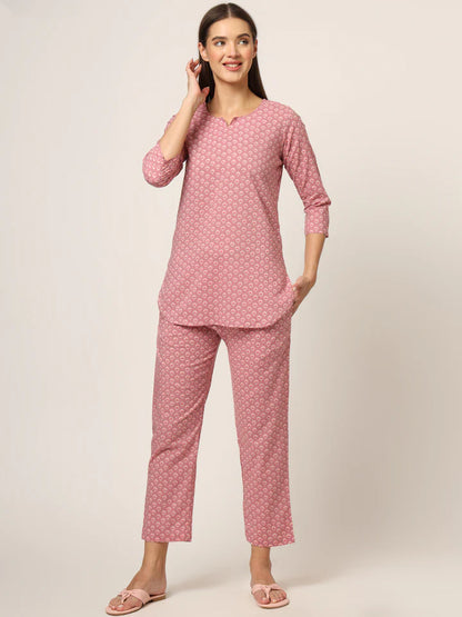Divena Round & Collared Neck Cotton Night Suits with Payjama
