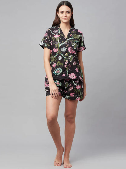 Divena Multi Color Cotton Floral Print Night Suit