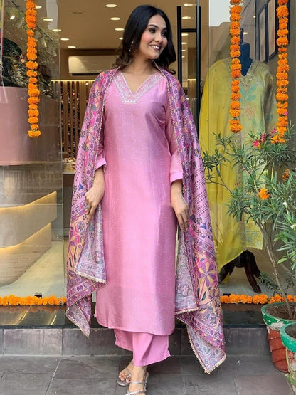 ICF biscut cotton kurti with pant & duptta set for women