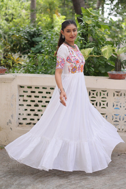 ES Navratri Special Premium Kutchi Gamthi Embroidered Gown