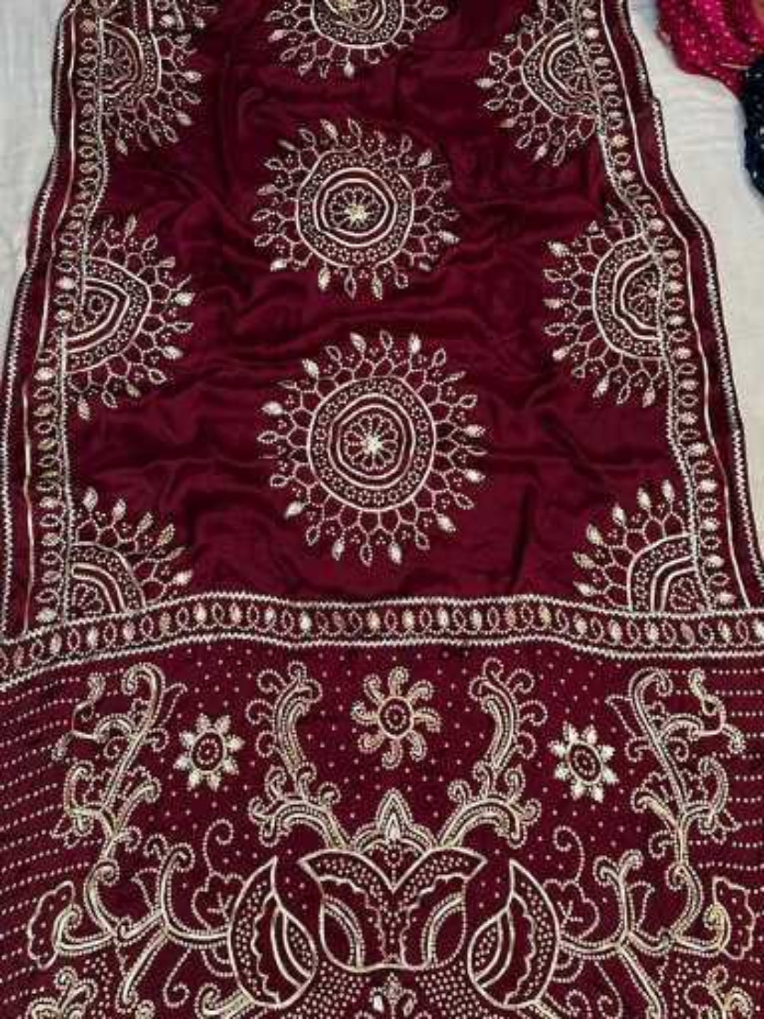 YNF Designer Traditional Bandhani Gajji Silk Sarees in 7 Different Colors