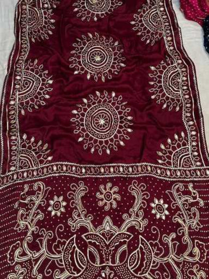 YNF Designer Traditional Bandhani Gajji Silk Sarees in 7 Different Colors