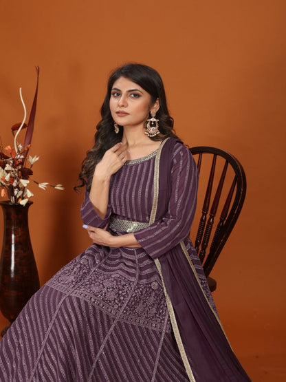 MV Premium Fox Georgette With Heavy Embroidery Work Gown & Dupatta