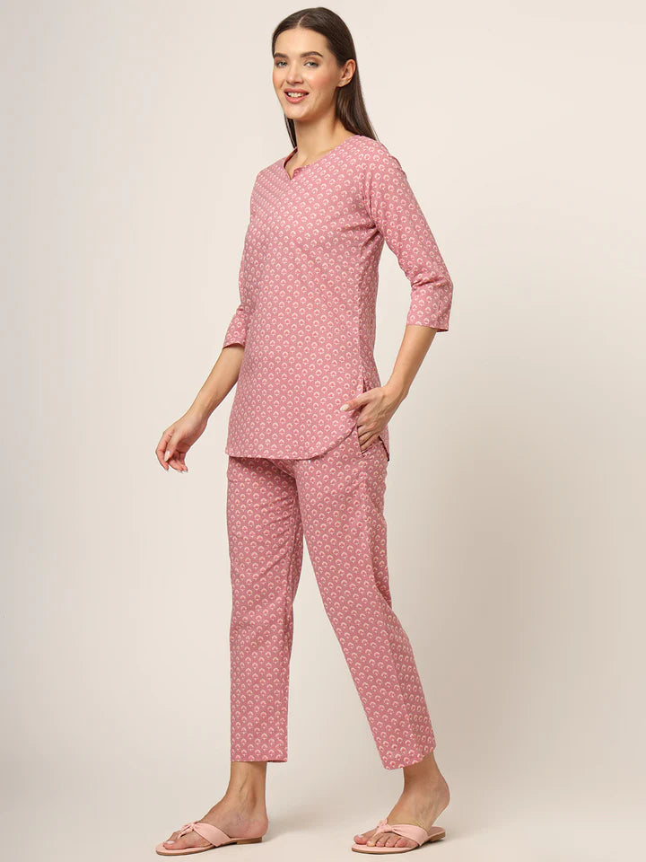 Divena Round & Collared Neck Cotton Night Suits with Payjama
