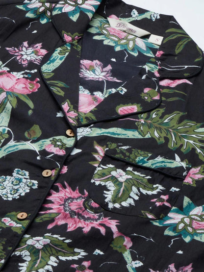 Divena Multi Color Cotton Floral Print Night Suit