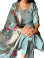 ICF Women Embroidery Chanderi Silk Kurta And Pant With Tissue Silk Dupatta